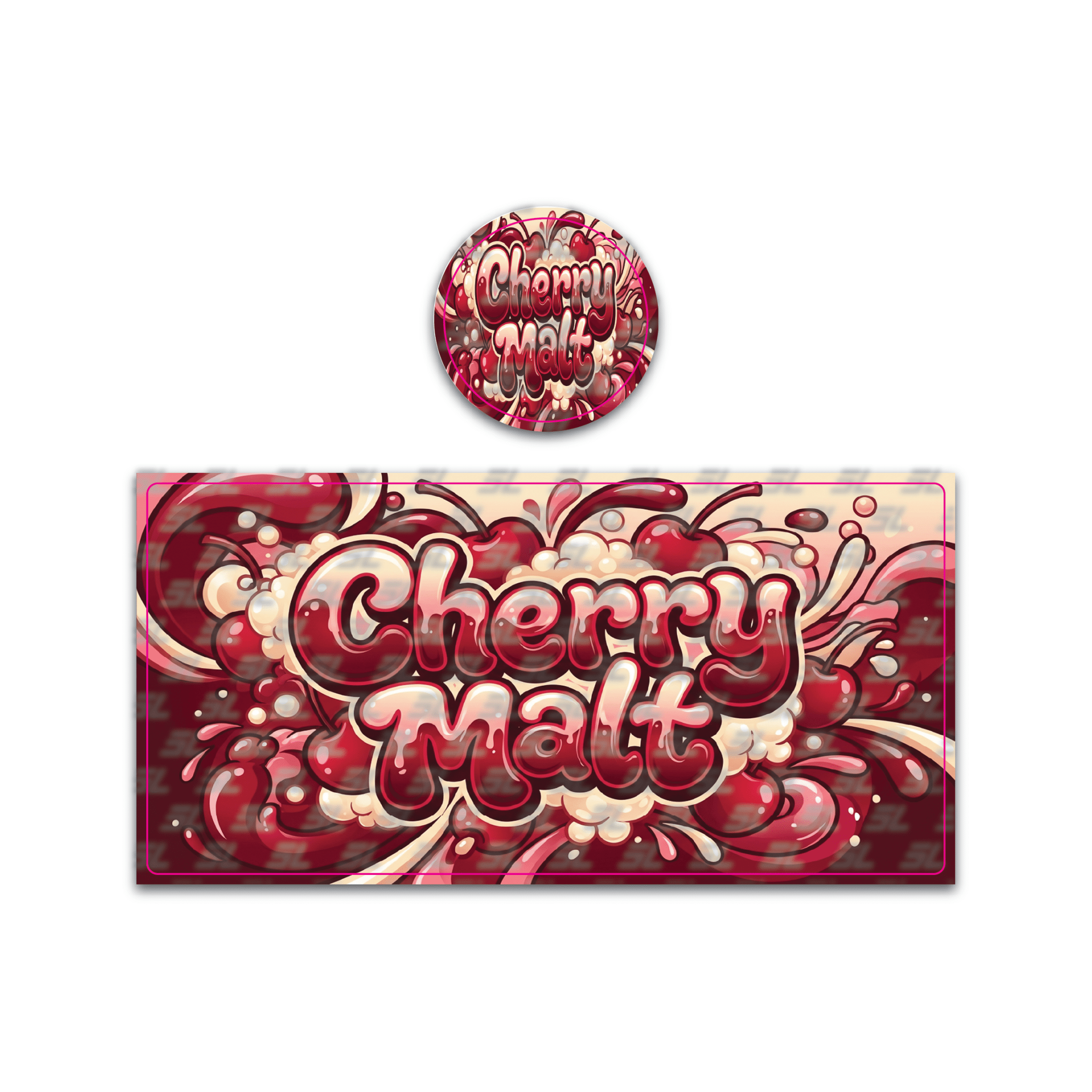 Cherry Malt Tall 100ML / 7G Miron Glass Jar LABELS ONLY - Strain Labels