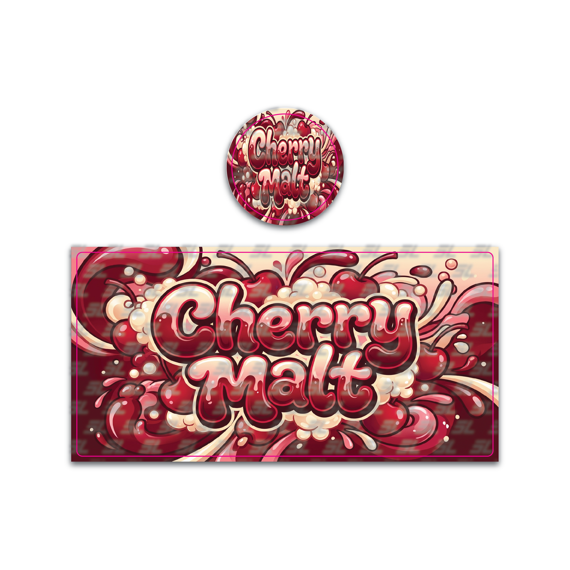 Cherry Malt Tall 100ML / 7G Miron Glass Jar LABELS ONLY
