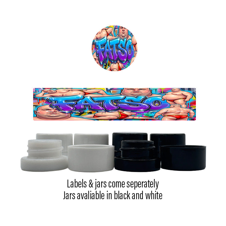 Fatso Side and Lid Labels with 5ml Extract Jars
