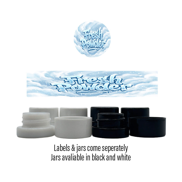 Fresh Powder Side and Lid Labels with 5ml Extract Jars