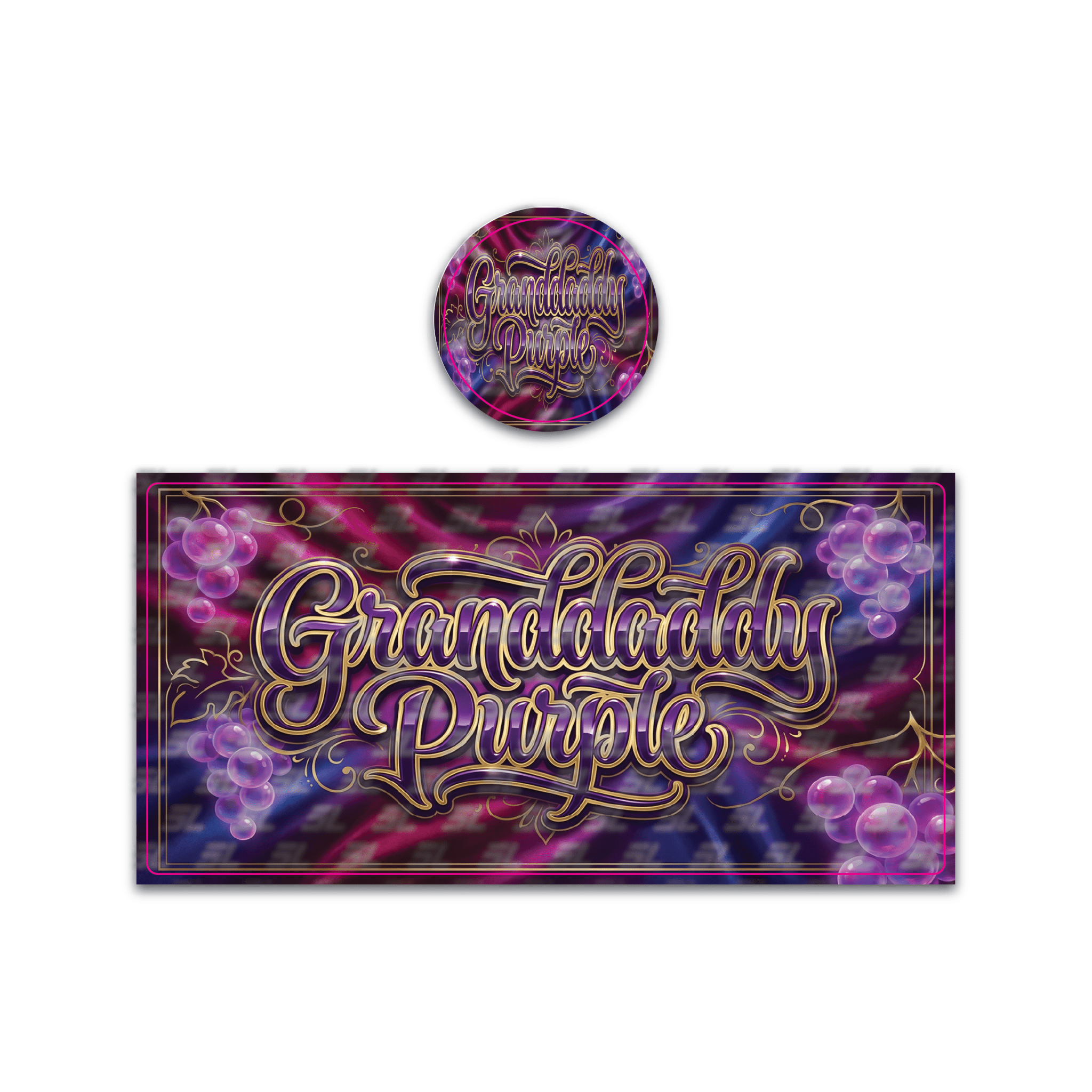 Grandaddy Purple Tall 100ML / 7G Miron Glass Jar LABELS ONLY - Strain Labels