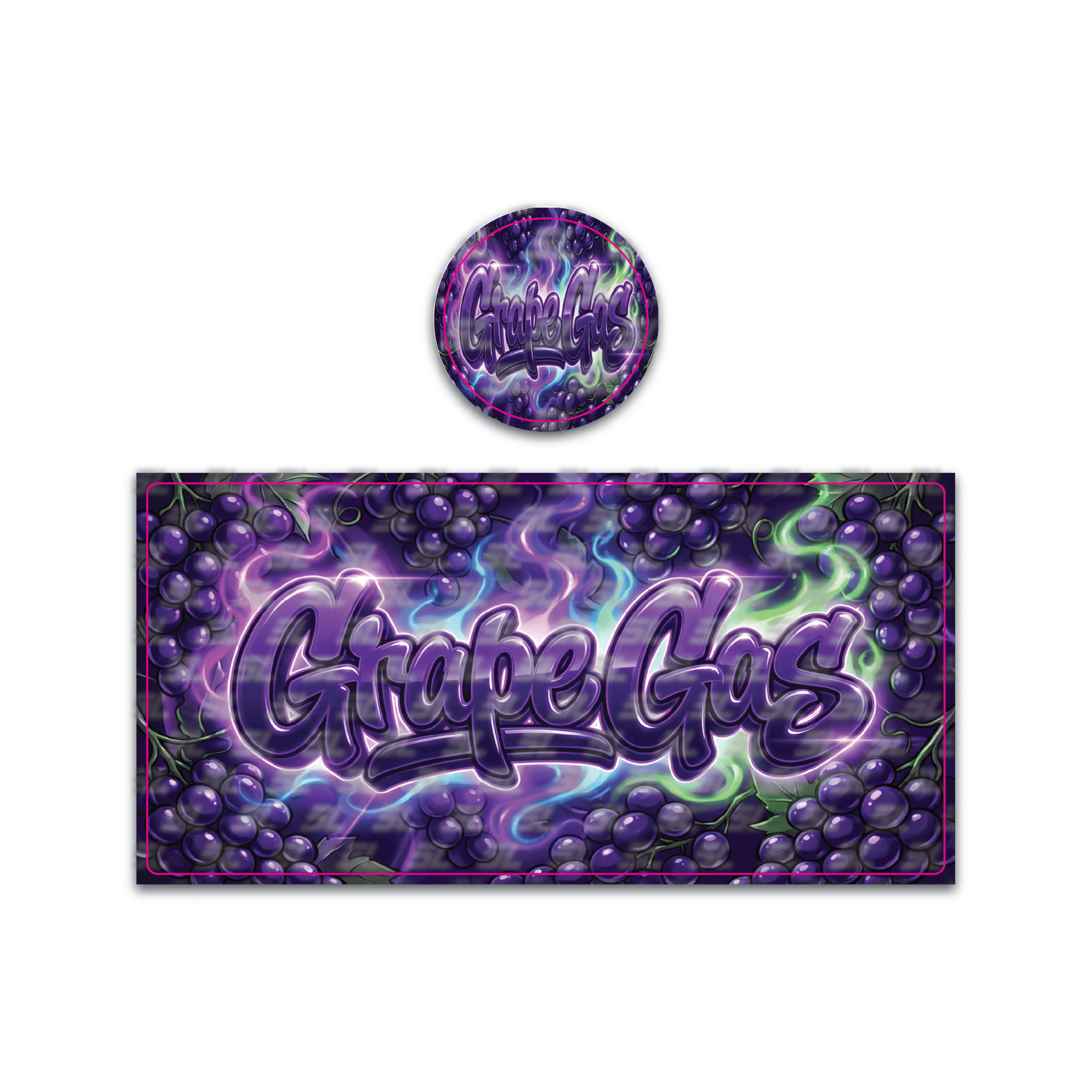 Grape Gas Tall 100ML / 7G Miron Glass Jar LABELS ONLY - Strain Labels
