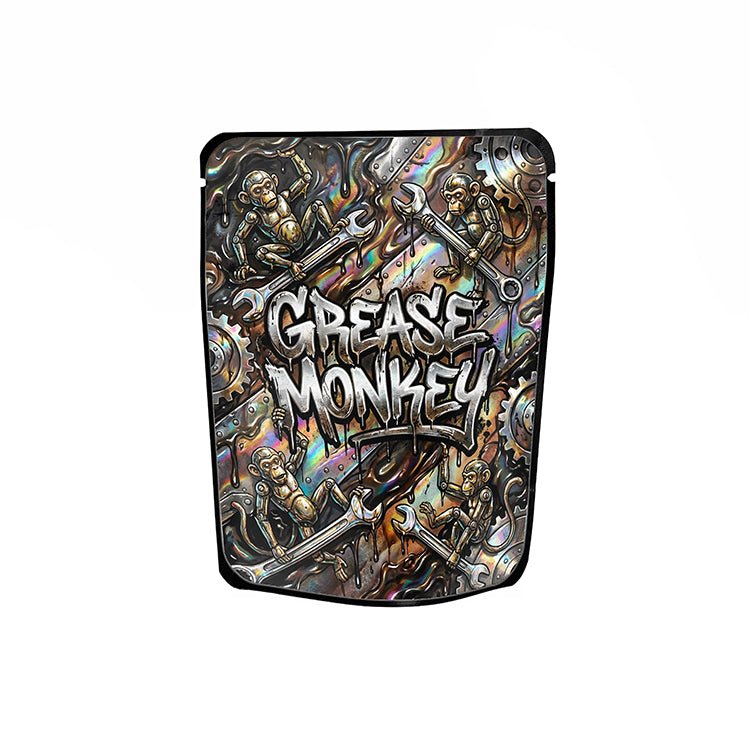Grease Monkey Labelled Mylar Bags - Strain Labels