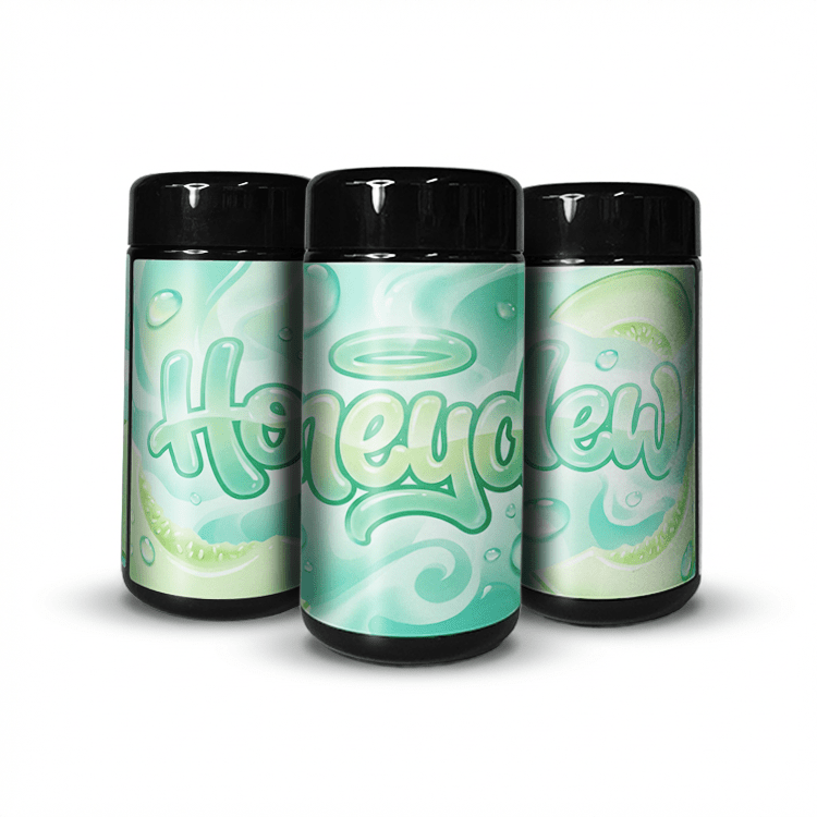 Honeydew Tall 100ML / 7G Labelled Miron Glass Jars - Strain Labels