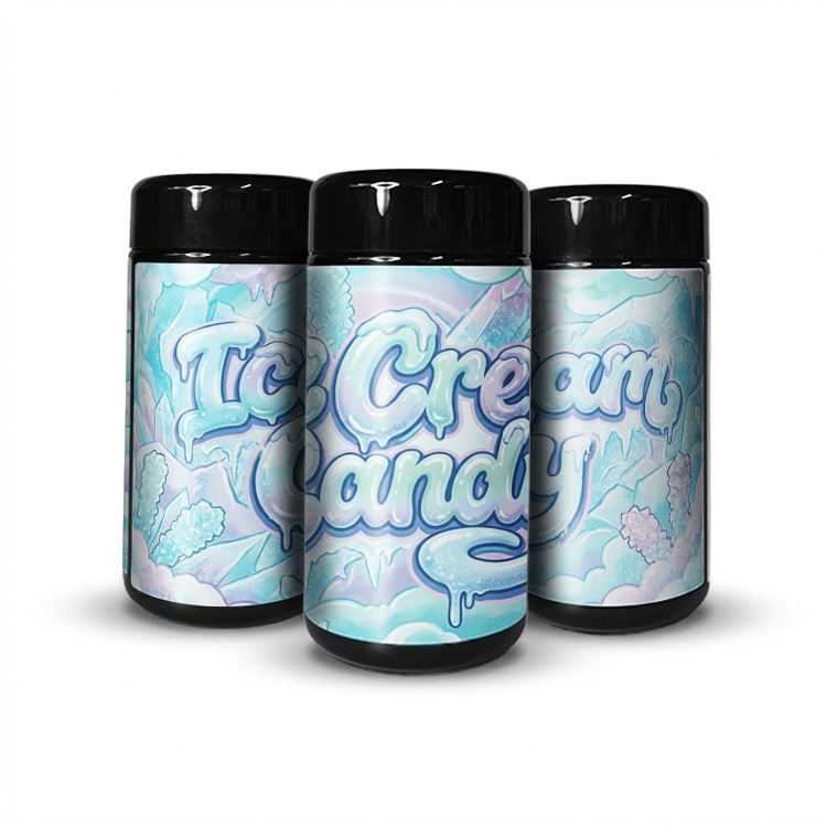 Ice Cream Candy Tall 100ML / 7G Labelled Miron Glass Jars - Strain Labels