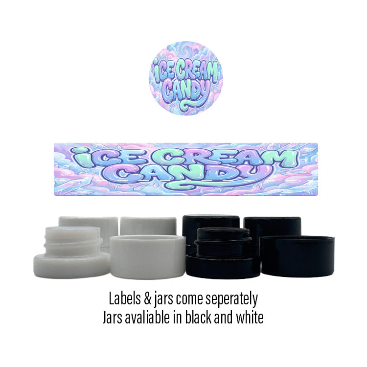 Ice Cream Candy Side and Lid Labels with 5ml Extract Jars