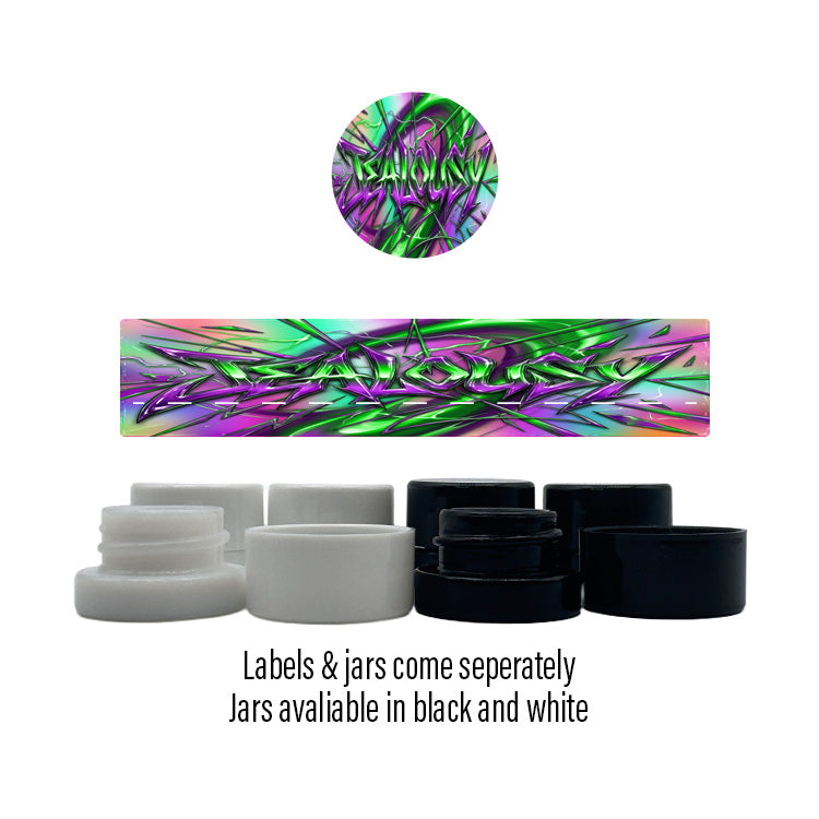 Jealousy Side and Lid Labels with 5ml Extract Jars