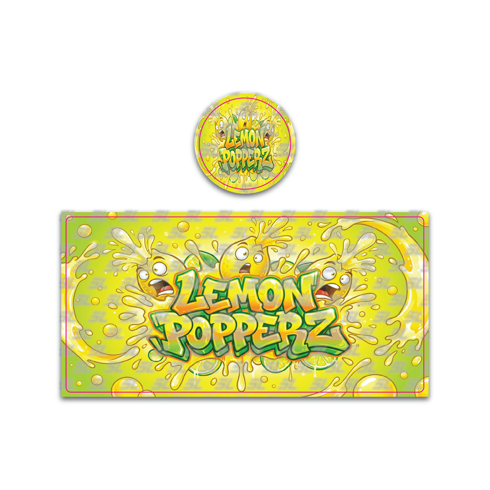 Lemon Popperz Tall 100ML / 7G Miron Glass Jar LABELS ONLY - Strain Labels
