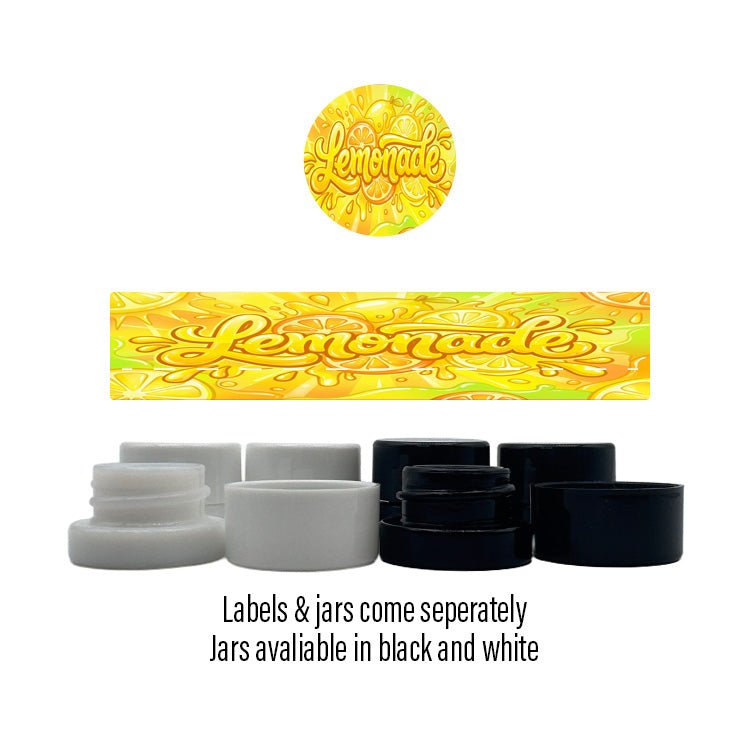 Lemonade Side and Lid Labels with 5ml Extract Jars - Strain Labels