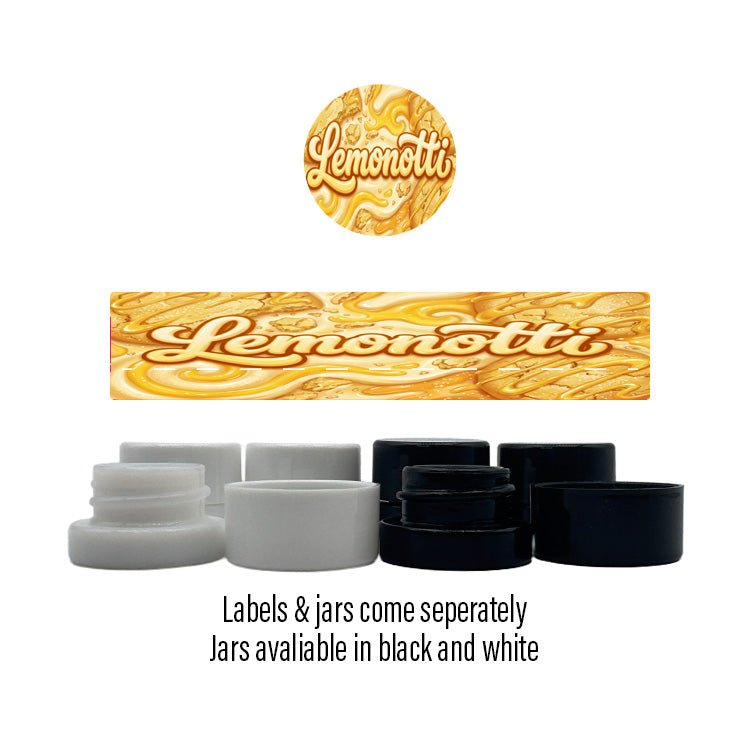 Lemonotti Side and Lid Labels with 5ml Extract Jars - Strain Labels
