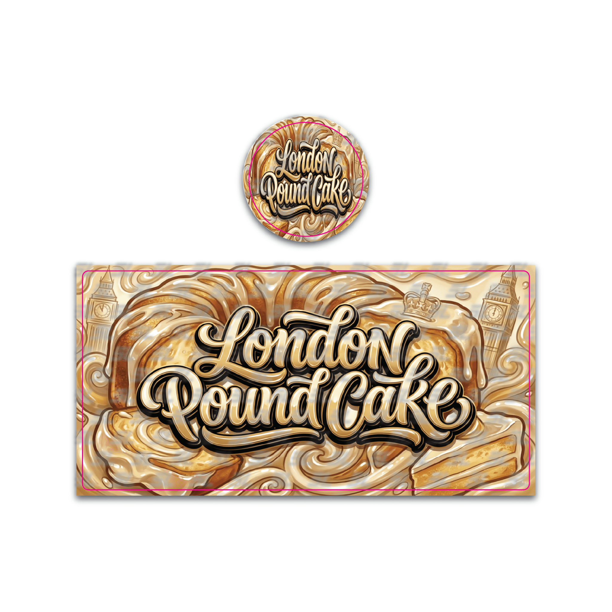 London Pound Cake Tall 100ML / 7G Miron Glass Jar LABELS ONLY - Strain Labels