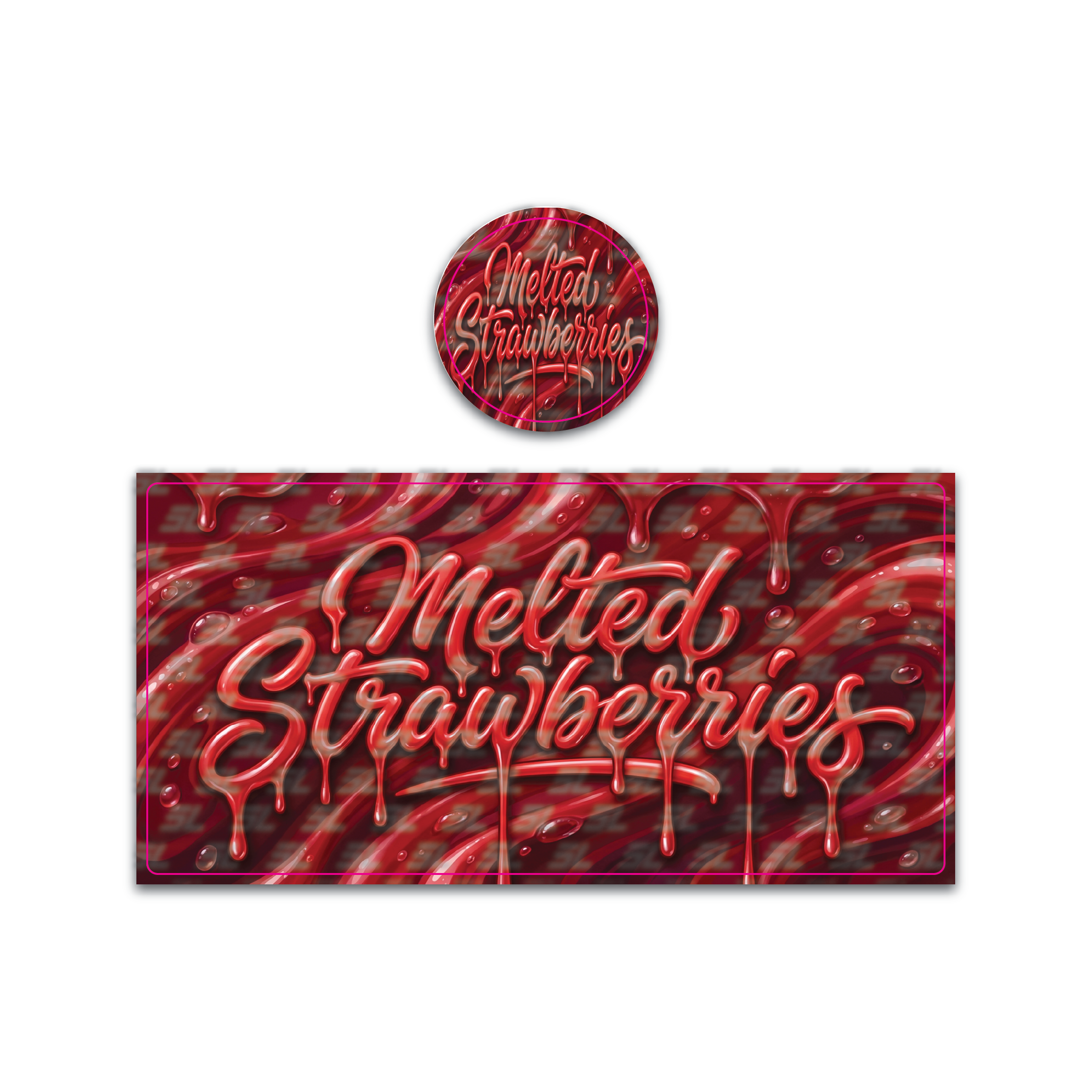 Melted Strawberries Tall 100ML / 7G Miron Glass Jar LABELS ONLY