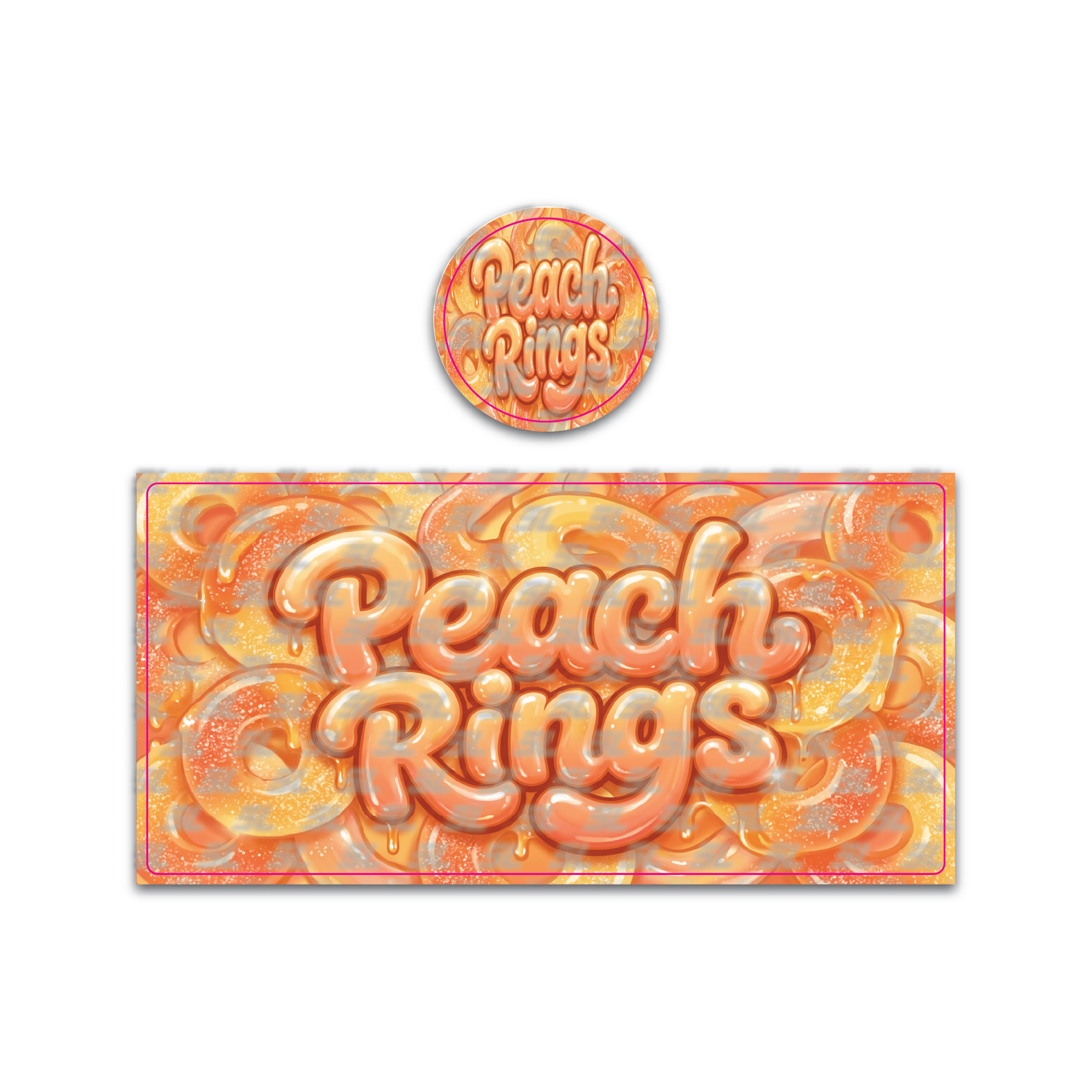 Peach Rings Tall 100ML / 7G Miron Glass Jar LABELS ONLY - Strain Labels