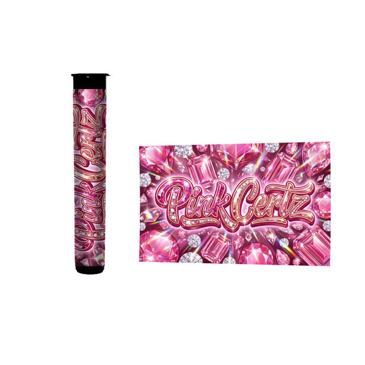 Pink Certz Pre Roll Tubes 116mm Labelled - Strain Labels