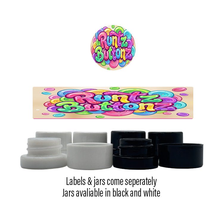 Runtz Buttonz Side and Lid Labels with 5ml Extract Jars - Strain Labels