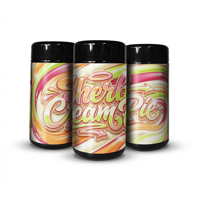 Sherb Cream Pie Tall 100ML / 7G Labelled Miron Glass Jars - Strain Labels