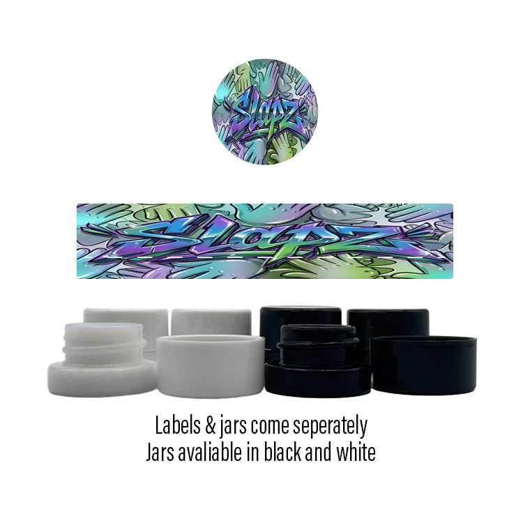 Slapz Side and Lid Labels with 5ml Extract Jars