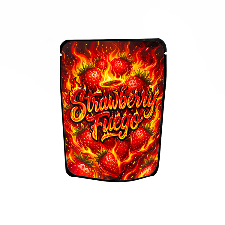 Strawberry Fuego Labelled Mylar Bags