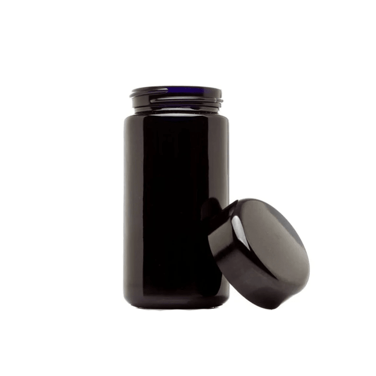 Tall 100ml/7G Black Miron UV Glass Jars - Strain Labels