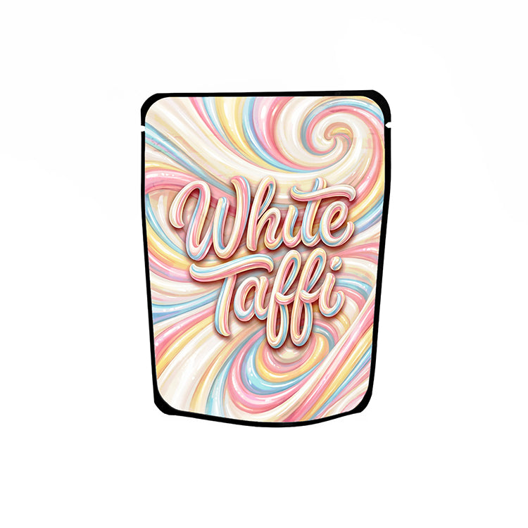 White Taffi Labelled Mylar Bags