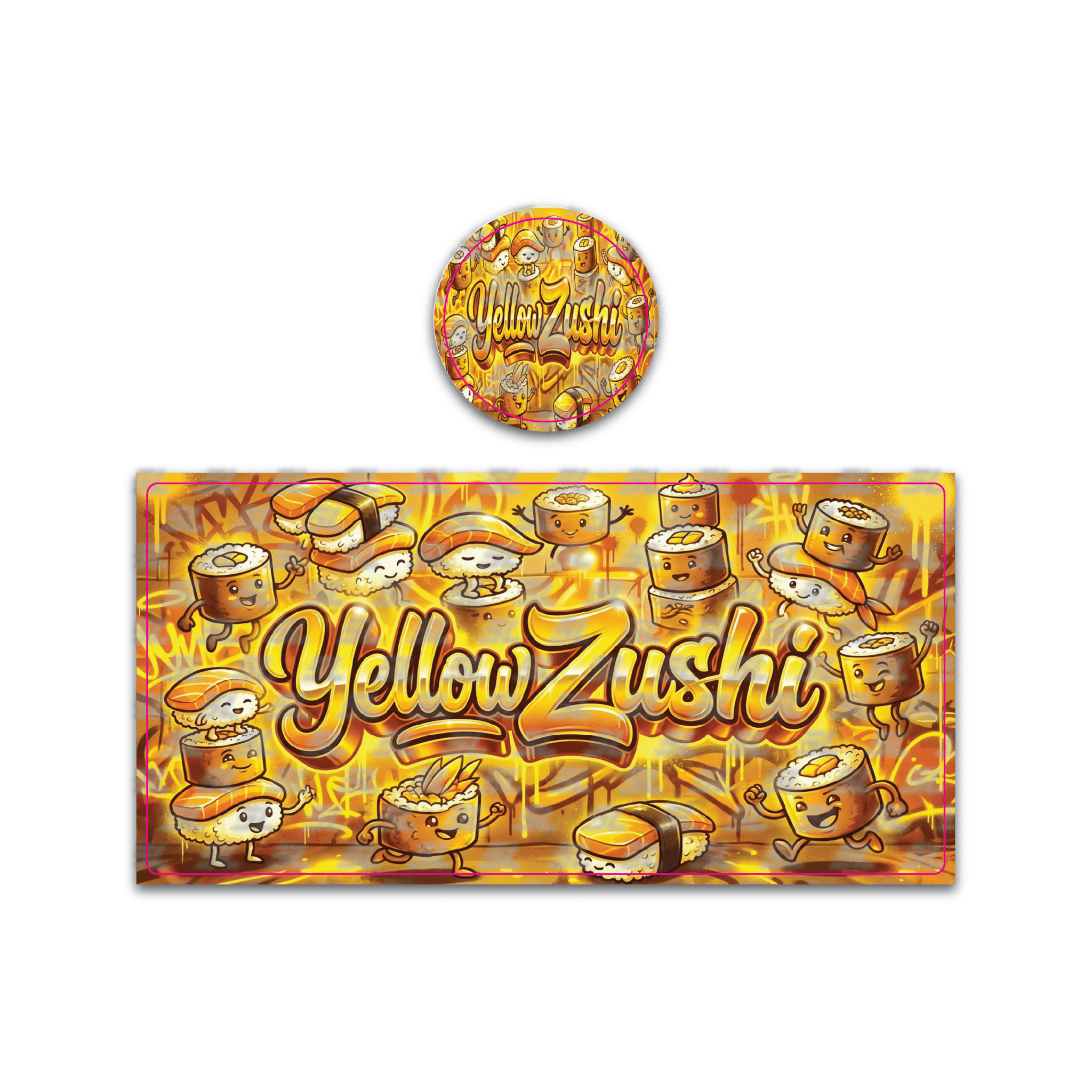Yellow Zushi Tall 100ML / 7G Miron Glass Jar LABELS ONLY - Strain Labels