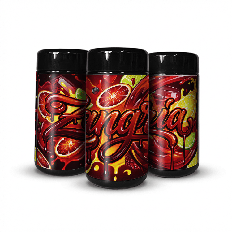 Zangria Tall 100ML / 7G Labelled Miron Glass Jars - Strain Labels