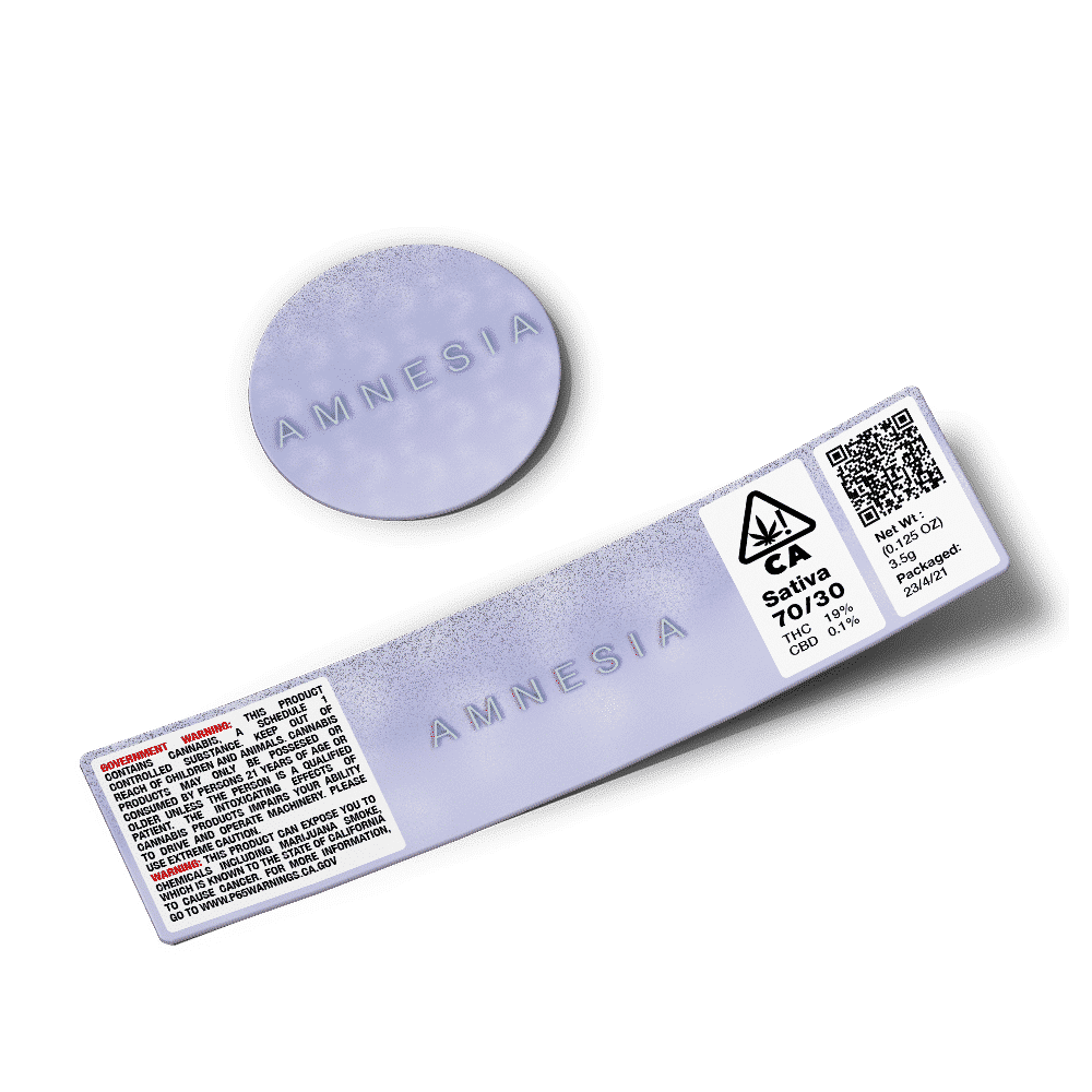 Amnesia Haze Glass Jar Strain Labels