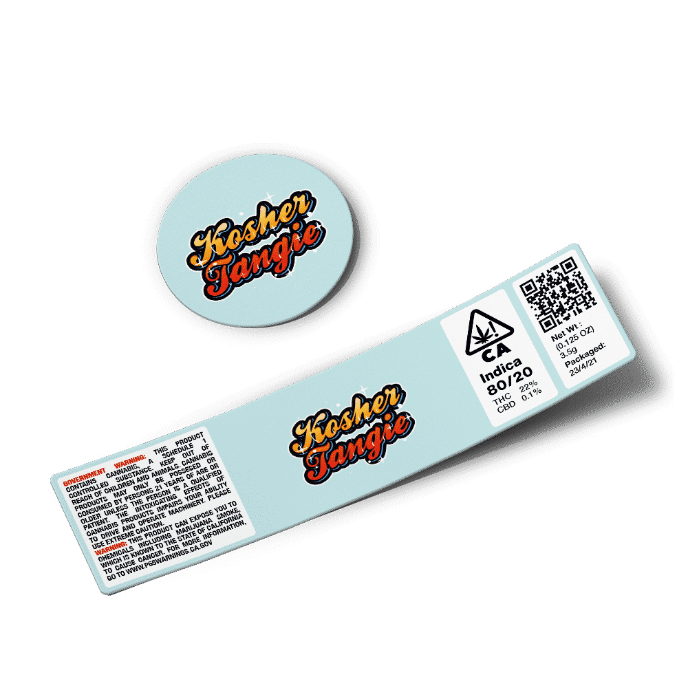 Kosher Tangie Glass Jar Strain Labels