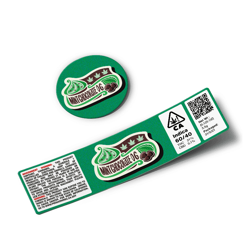 Mint Chocolate OG Glass Jar Strain Labels