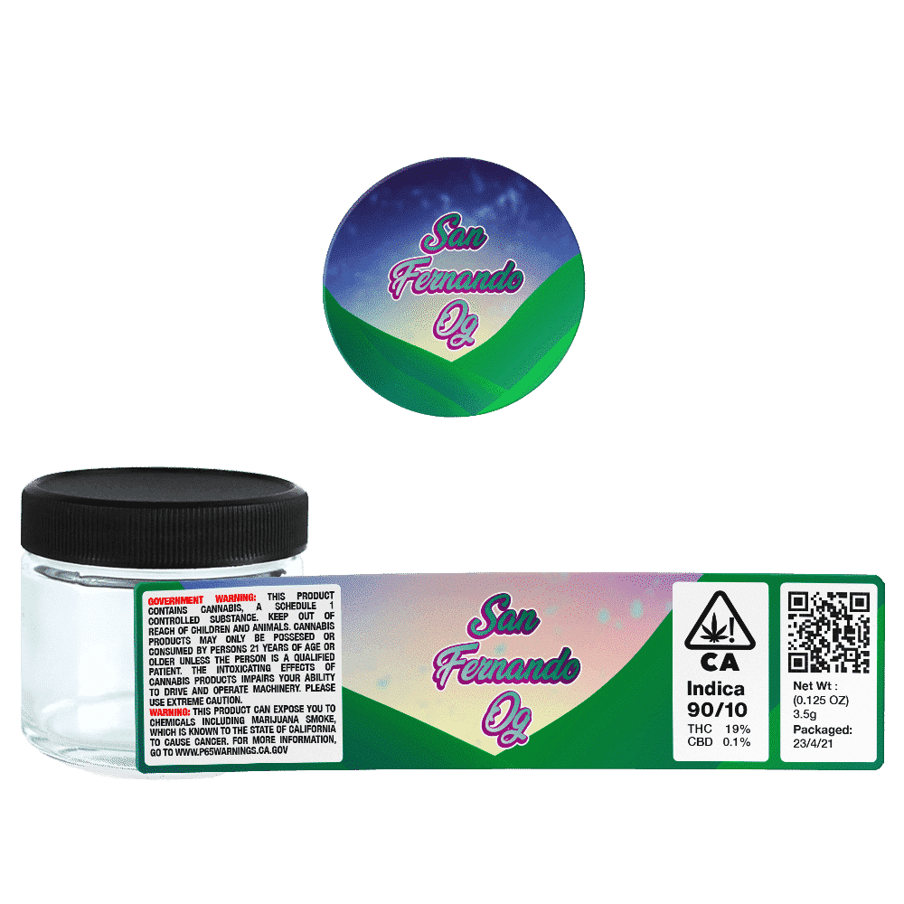 SFV OG Glass Jars. 60ml suitable for 3.5g or 1/8 oz. Unlabelled.