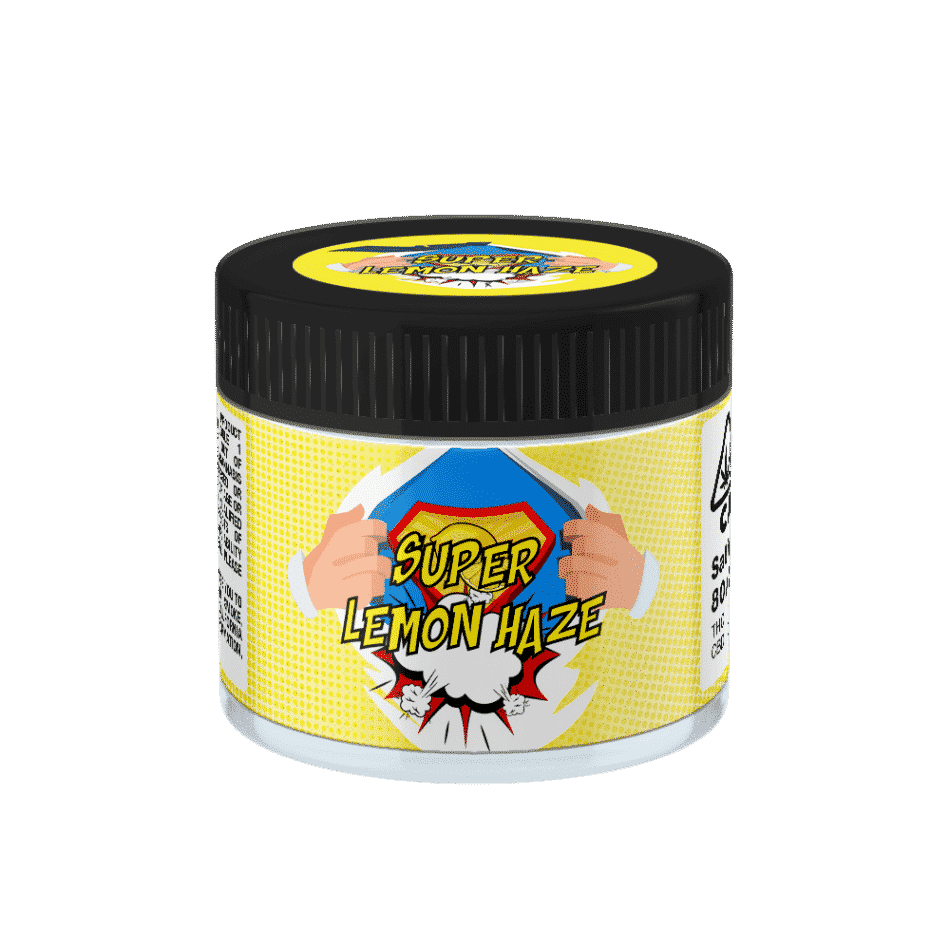 Super Lemon Haze Glass Jars. 60ml suitable for 3.5g or 1/8 oz.