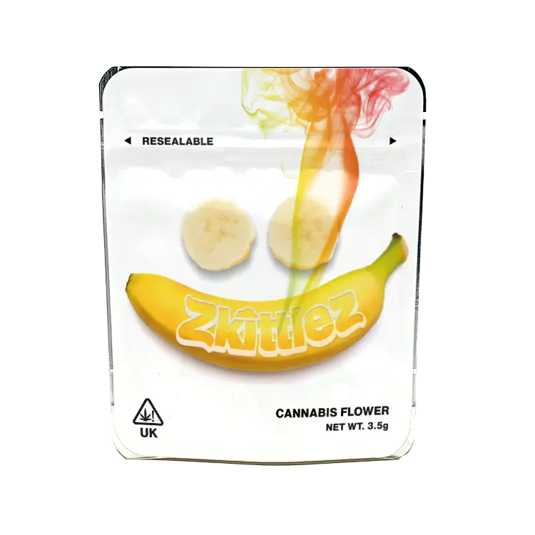 Banana Zkittlez Mylar Bags Labelled or Unlabelled Strain Labels