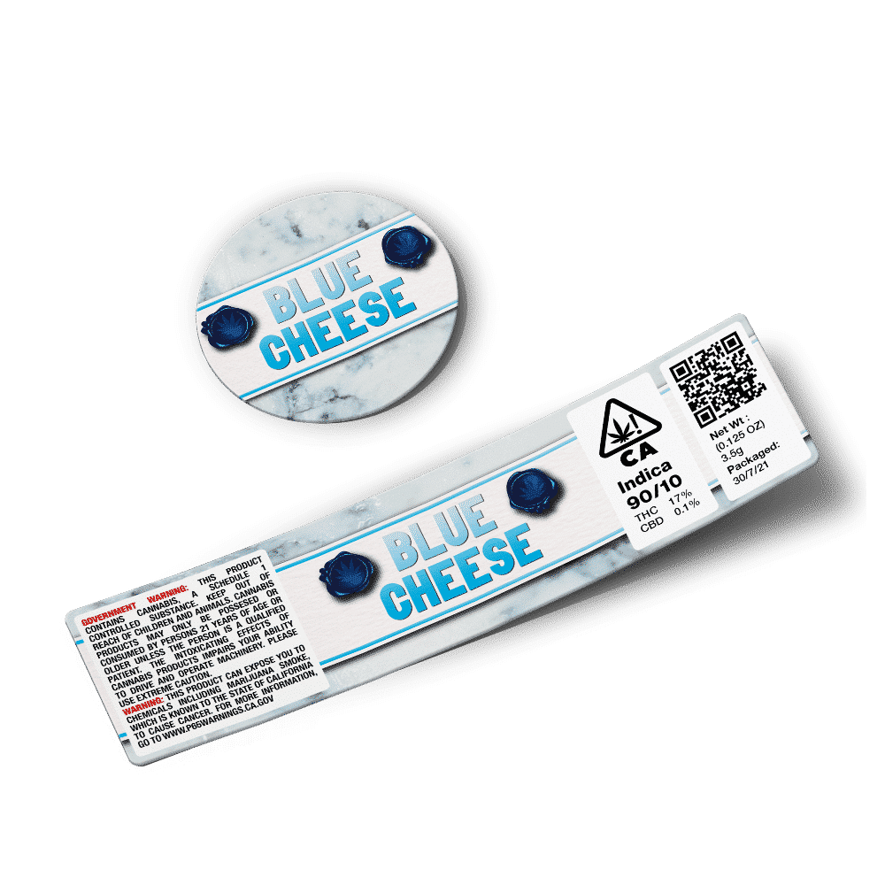 Blue Cheese Glass Jar Strain Labels