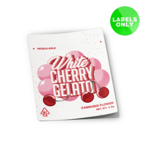 White Cherry Gelato Mylar Bag Labels