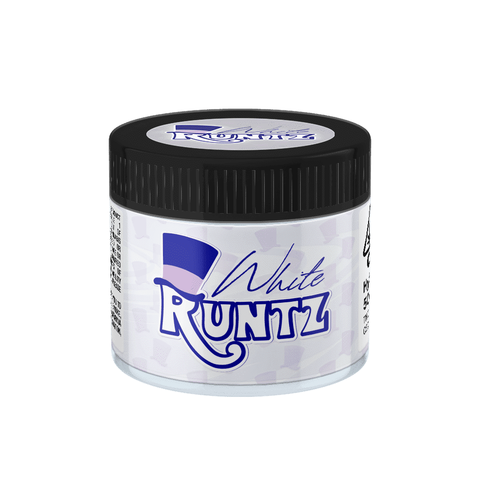 White Runtz Glass Jars. 60ml suitable for 3.5g or 1/8 oz.