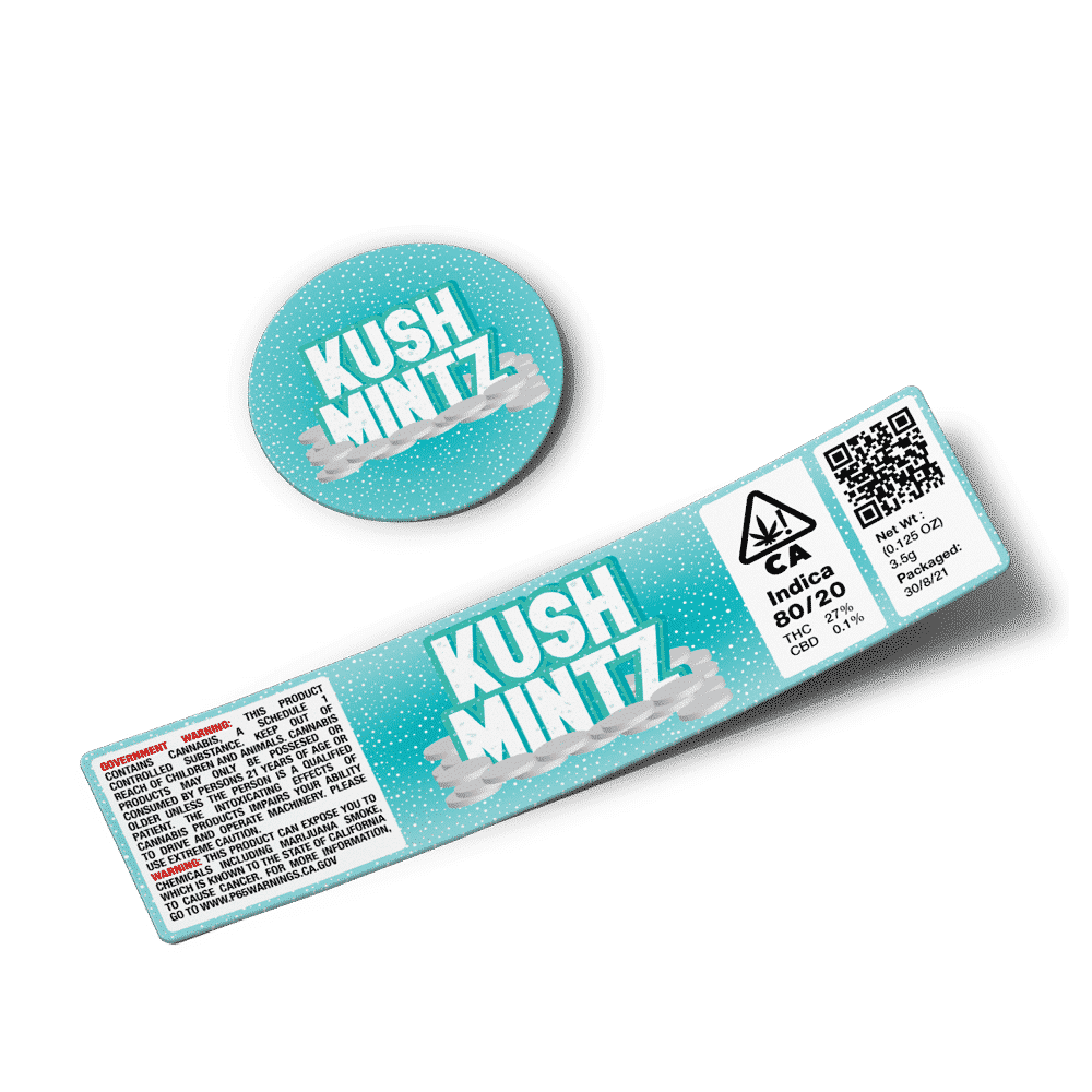 Kush Mints Glass Jar Strain Labels