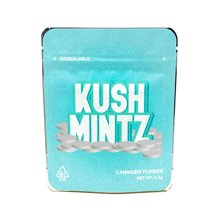 Kush Mints Mylar Bags Labelled or Unlabelled Strain Labels