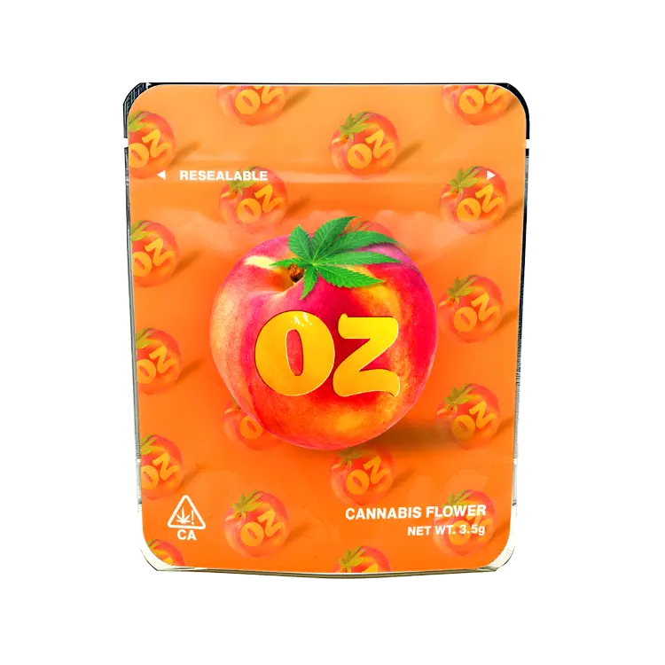 Peach Oz Mylar Bags Labelled or Unlabelled Strain Labels