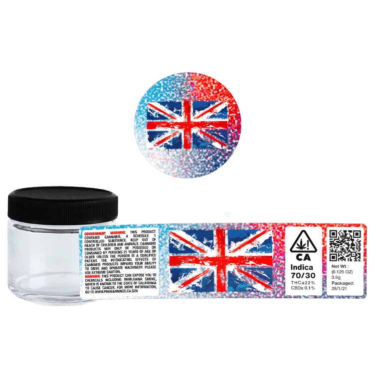 UK Glass Jars. 60ml suitable for 3.5g or 1/8 oz. Unlabelled.