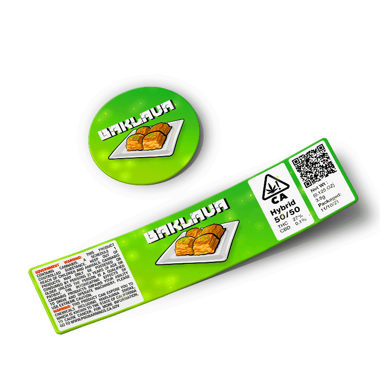 Baklava Glass Jar Strain Labels