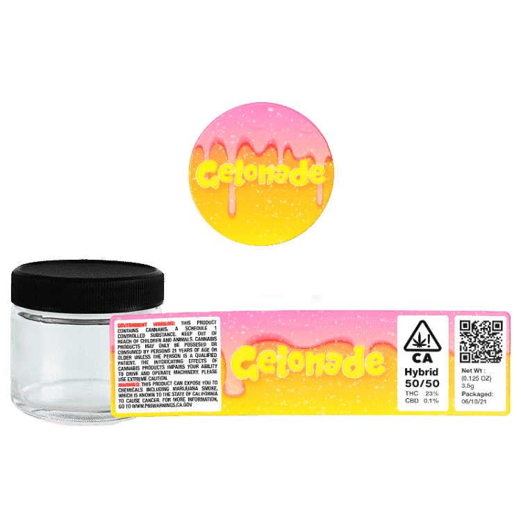 Gelonade Glass Jars. 60ml suitable for 3.5g or 1/8 oz. Unlabelled.