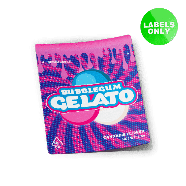 Bubblegum Gelato Mylar Bag Strain Labels