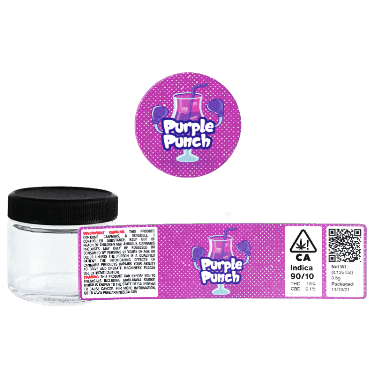 Purple Punch Glass Jars. 60ml suitable for 3.5g or 1/8 oz. Unlabelled.