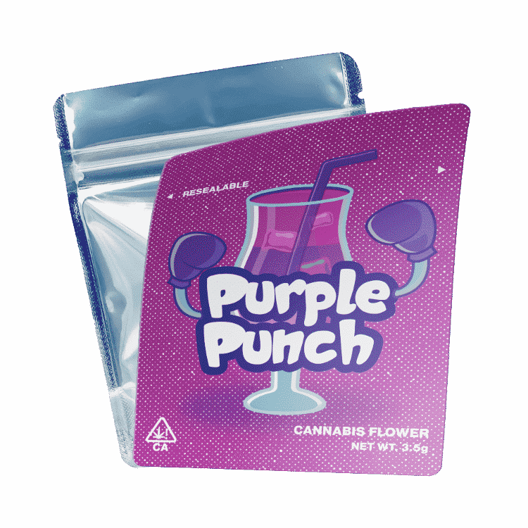 Purple Punch Mylar Bags Labelled or Unlabelled Strain Labels