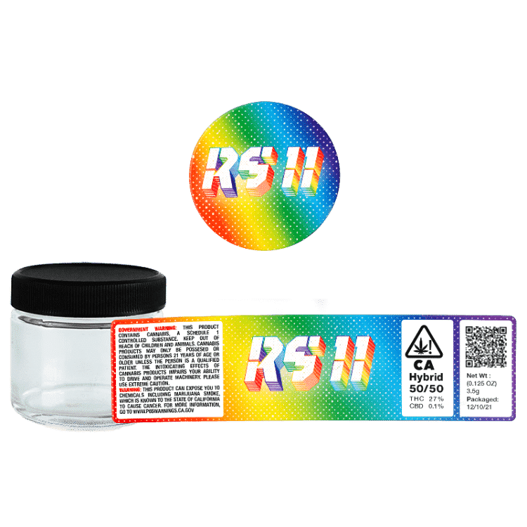 RS11 Glass Jars. 60ml suitable for 3.5g or 1/8 oz. Unlabelled.