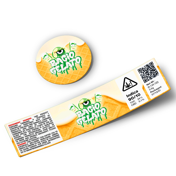 Bacio Gelato Glass Jar Strain Labels