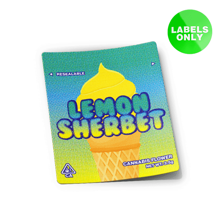 Lemon Sherbet Mylar Bag Labels