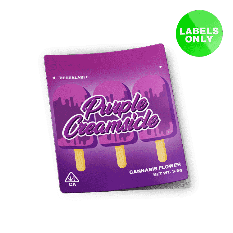 Purple Creamsicle Mylar Bag Strain Labels