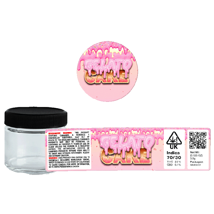 Gelato Cake Glass Jars. 60ml suitable for 3.5g or 1/8 oz. Unlabelled.