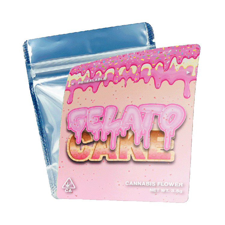 Gelato Cake Mylar Bags/Strain Pouches/Cali Packs. Unlabelled